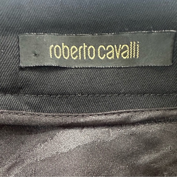 Roberto Cavalli Black Wool Straight Skirt With Gold Tone Zippers Size 46 - Picture 9 of 10